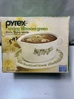 New In Box Vintage Pyrex Gravy Boat  1970’s  SPRING  BLOSSOM GREEN