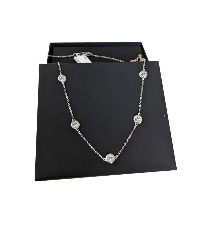 2.00ct GHSI Natural Diamond By The Yard Station Women's Pendant 14k White Gold - Изображение 3 из 4