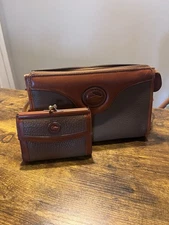 Dooney and Bourke Brown Leather Shoulder Bag Matching Wallet Coin Purse Vintage