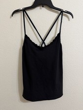 Vanity Fair, Black Lace Trim Cami, Size 36/42