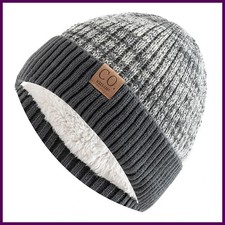 New Unisex Two-Tone Winter Hats Add Fur Lined Men And Women Fashion Warm Beanie