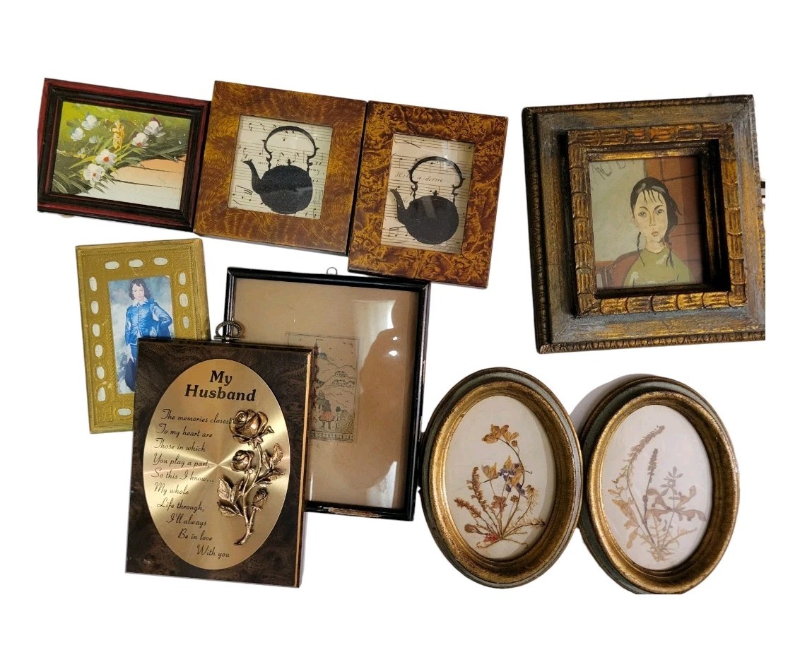 Vintage Wall Decor Lot Gallery Frames Art Botanical Floral