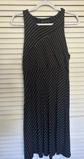 Athleta Black White Striped Sleeveless Tank Midi Dress Size L