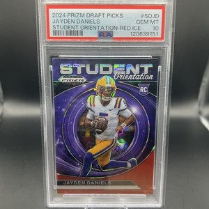 2024 Prizm Draft Picks Jayden Daniels Student Orientation Red Ice PSA 10 GEM!