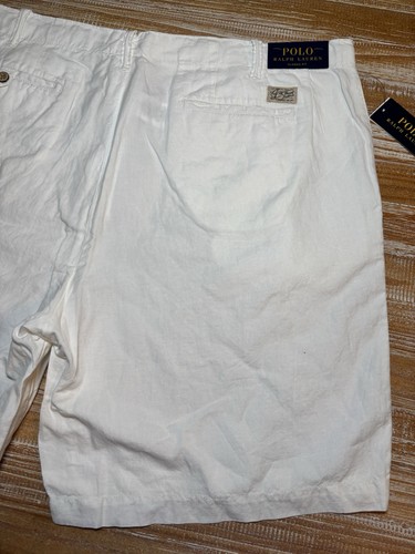 Polo Ralph Lauren Mens Shorts Linen Blend Size 42” White Nautical Straight NWT - Picture 6 of 17