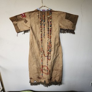 DATED MARCH 15 1929 CAMP FIRE GIRLS LEATHER DRESS w/PATCHES BEADS WOUSSICKAT