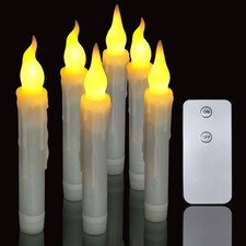 6pcs LED Taper Candles with Remote Control, Battery Operated Flameless Flicke...