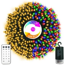 65.6Ft 200LED Battery Operated Christmas String Lights, 12 Lighting Modes War...