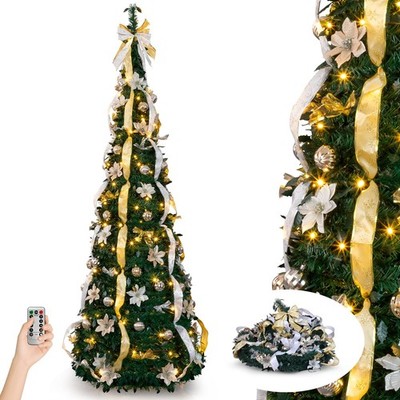 Karl home 7FT Fully Decorated 7FT, Green Tree With Golden & Silver Ornaments