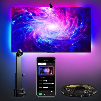 TV LED Backlight with Camera for 55-65 inch Screens, 13Ft LED Strip Lights Sy...