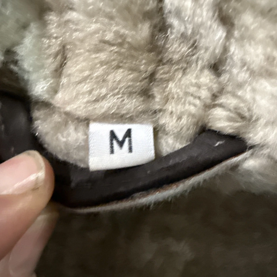 Unbranded Aviation Bomber Leather Shearling Jacket Size Medium - Image 3 of 4