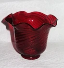 MINT Steuben Carder Art Glass Selenium Red Optic Swirl Miniature Oil Lamp Shade
