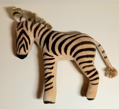 Steiff Zebra, 6412,00, Knopf und Fahne, 60er Jahre