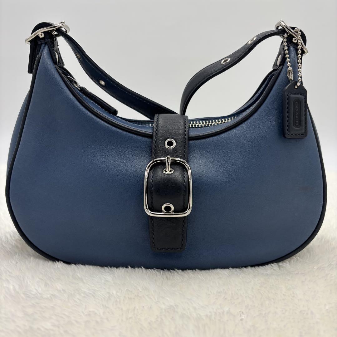 Coach Soho Leather Shoulder Bag Light Blue Silver Hardware