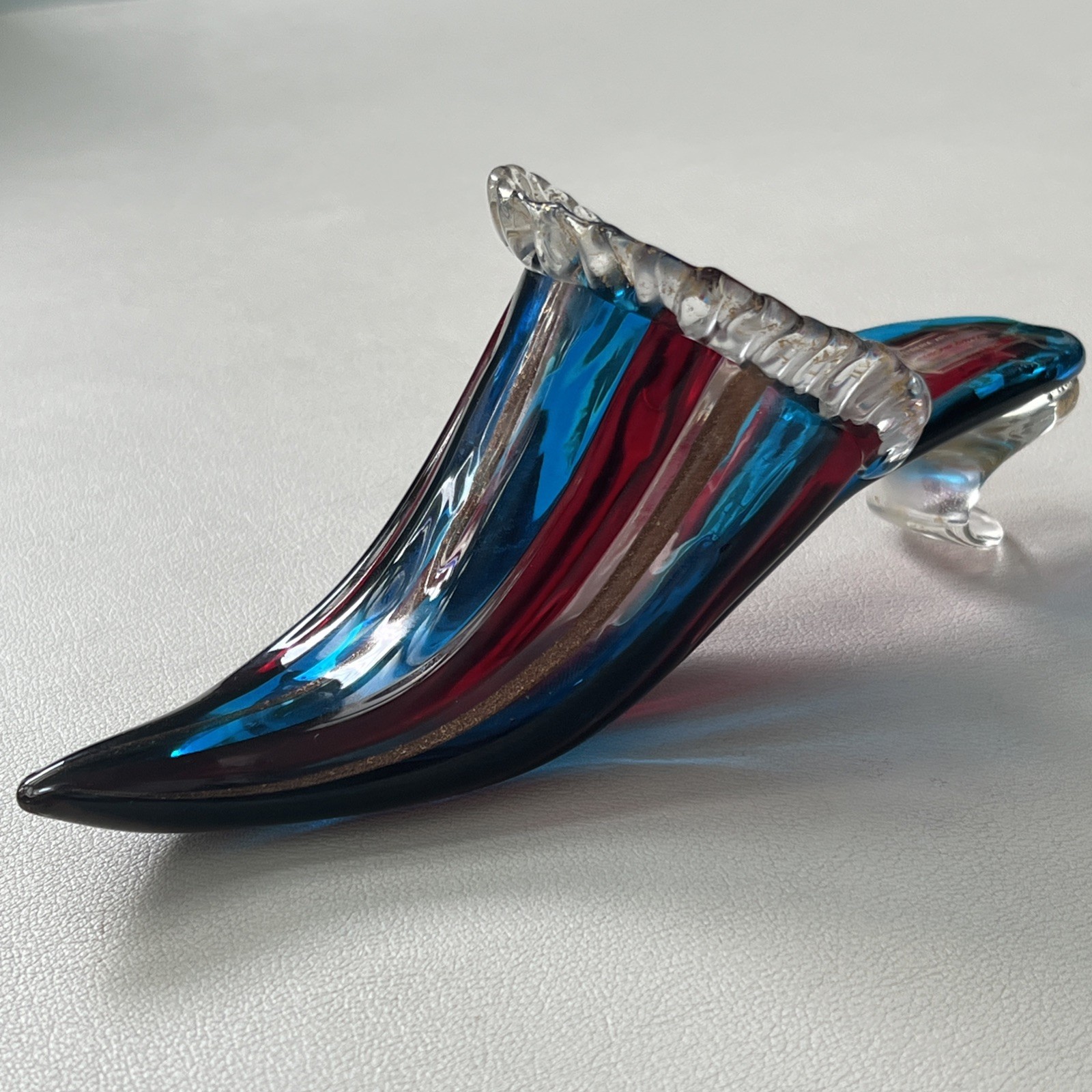 PANTOFOLA D’ORO Scarpa ciabatta vetro veneziano soffiato a mano Murano blu rosso oro glitter