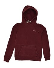 JACK WILLS Womens Graphic Hoodie Jumper UK 8 Small Burgundy Cotton I101