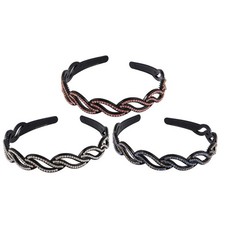 3Pcs Rhinestone Non-Slip Hair Hoop with Teeth Crystal Headband for Women Girls