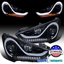 Fits 2012-2017 Hyundai Veloster Black Smoke LED Tube Projector Headlights