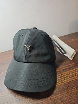 NWT Puma Hat Baseball Cap Adjustable Gold Tone Metal Buckle & Metal Puma Strap