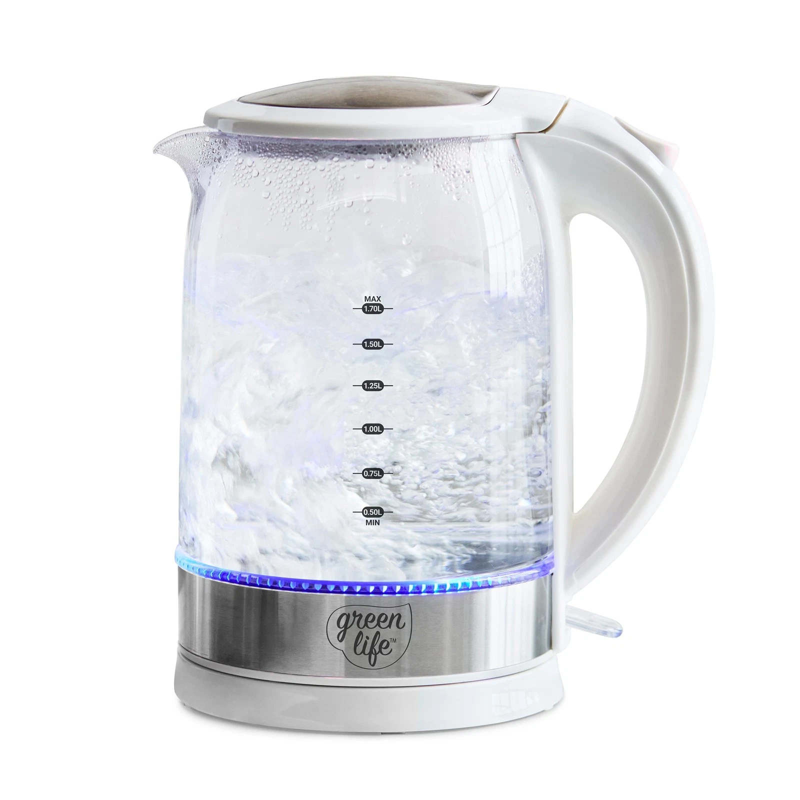GREENLIFE 1.7 LITER GLASS ELECTRIC KETTLE, EASY ONE TOUCH USE, QUICK HEATING
