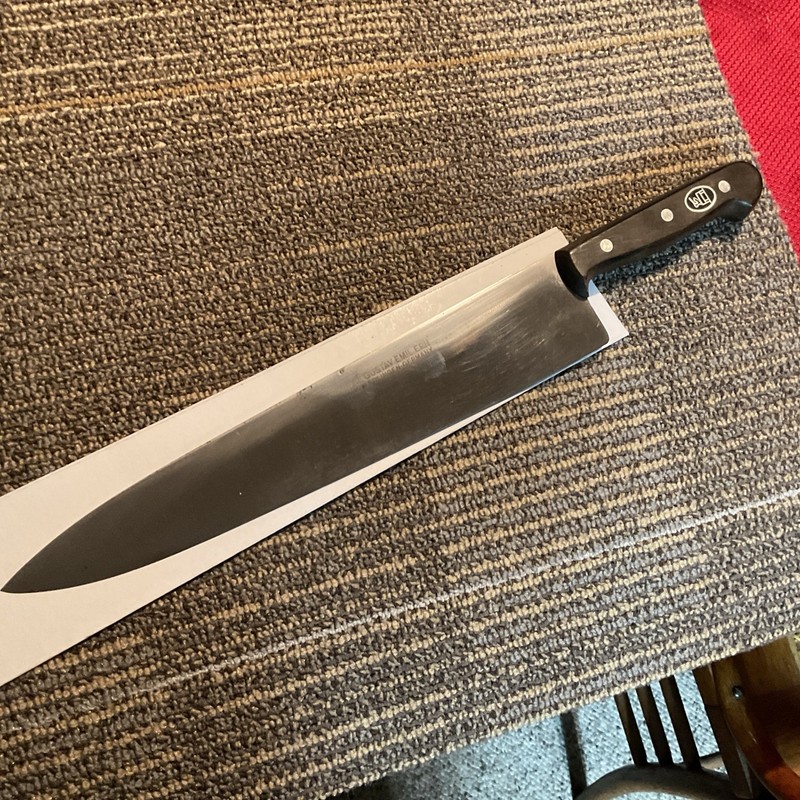 Vintage NOS Gustav Emil Ern Chef Knife 12” Carbon Steel Blade Solingen Germany