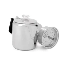  Percolator Coffee Pot I Glacier Stainless Steel with Silicone Handle for 6 cup