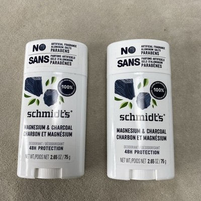 Lot Of 2 Schmidt's Natural Deodorant Charcoal + Magnesium 2.65 Oz