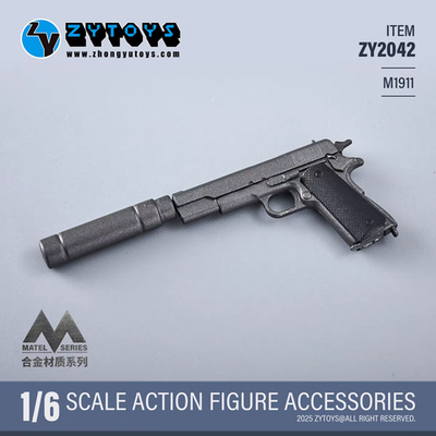 ZYTOYS ZY2042 1/6 Male Black M1911 Alloy Rifle Pistol Gun Model