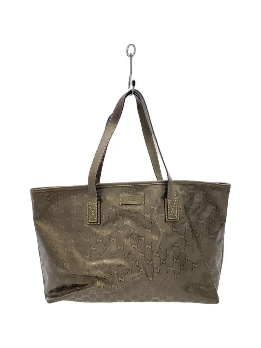 GUCCI Brown Leather Tote Bag with All-Over Print 211137492174