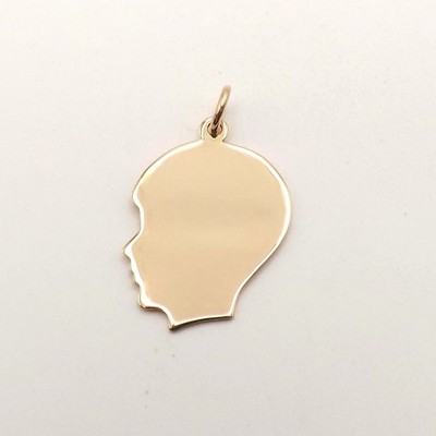 Wells 14k Gelbgold kleiner Junge Kind Kopf Kind Charm Anhänger gravierbar