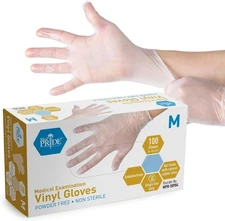 MedPRIDE Medical Examination Vinyl Gloves Medium 100 Count MPR-50904