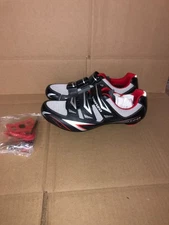 VENZO MENS 7.5 WOMENS 9 MX CLICK IN CYCLING SHOES BLACK/RED