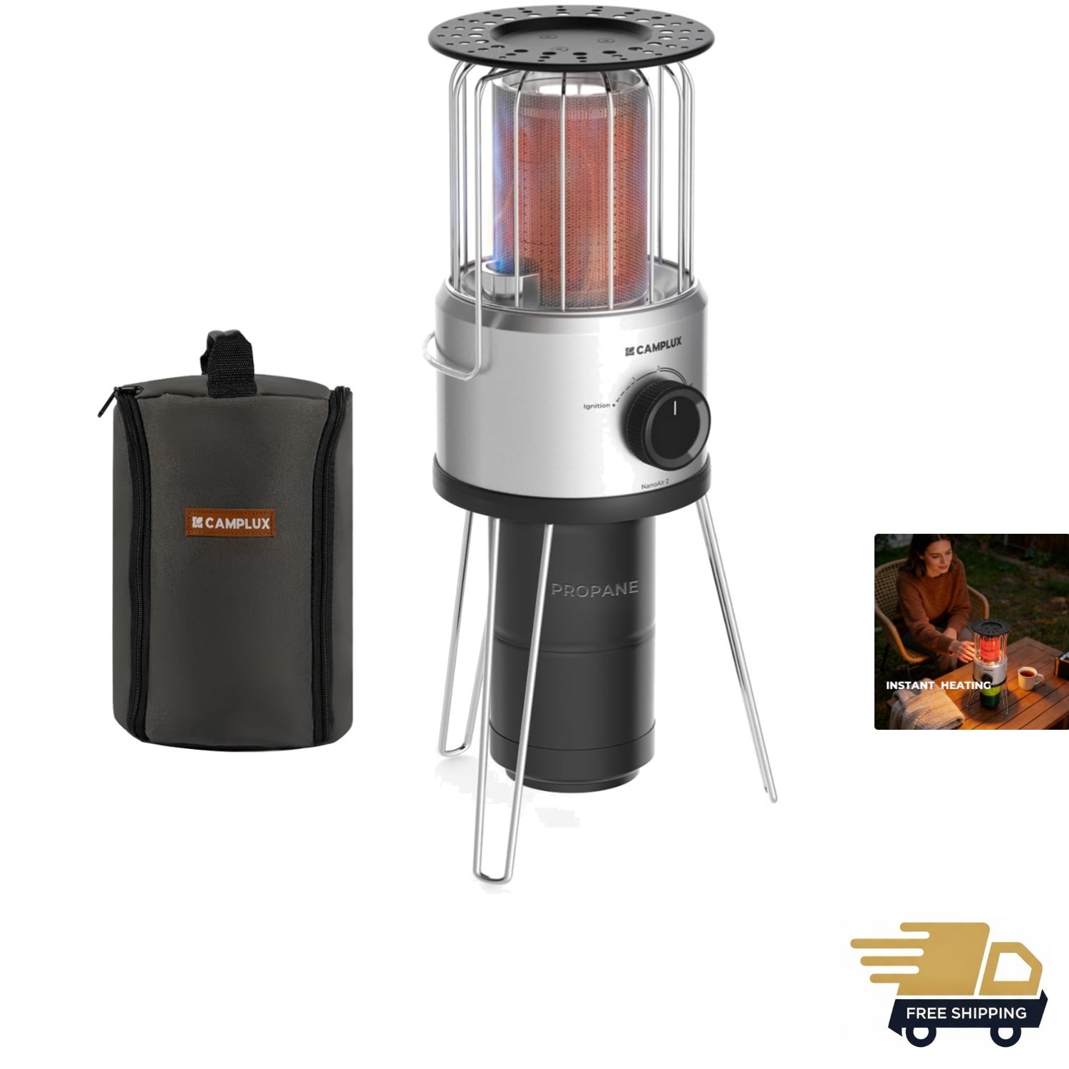 , Camplux 8,500 Btu Outdoor Patio Heater With Safety T...