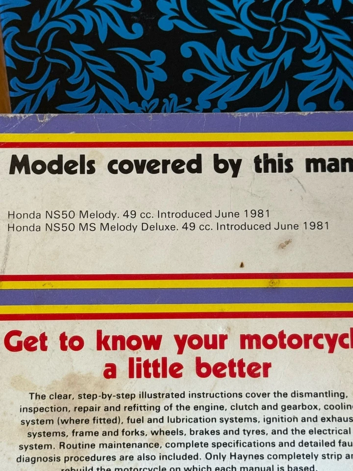 Haynes Manual 622 - Honda NS 50 Melody, 1981 to 1982 - Image 2 of 4