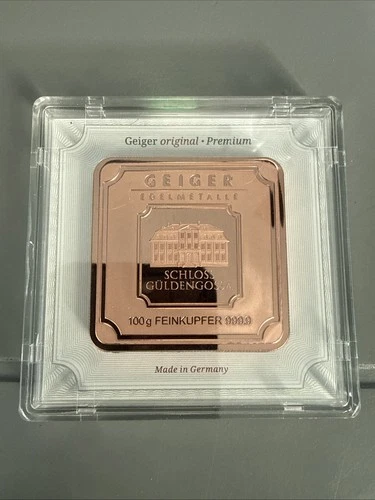 GEIGER EDELMETALLE 100 GRAM 999.9 FINE COPPER BAR IN ASSAY