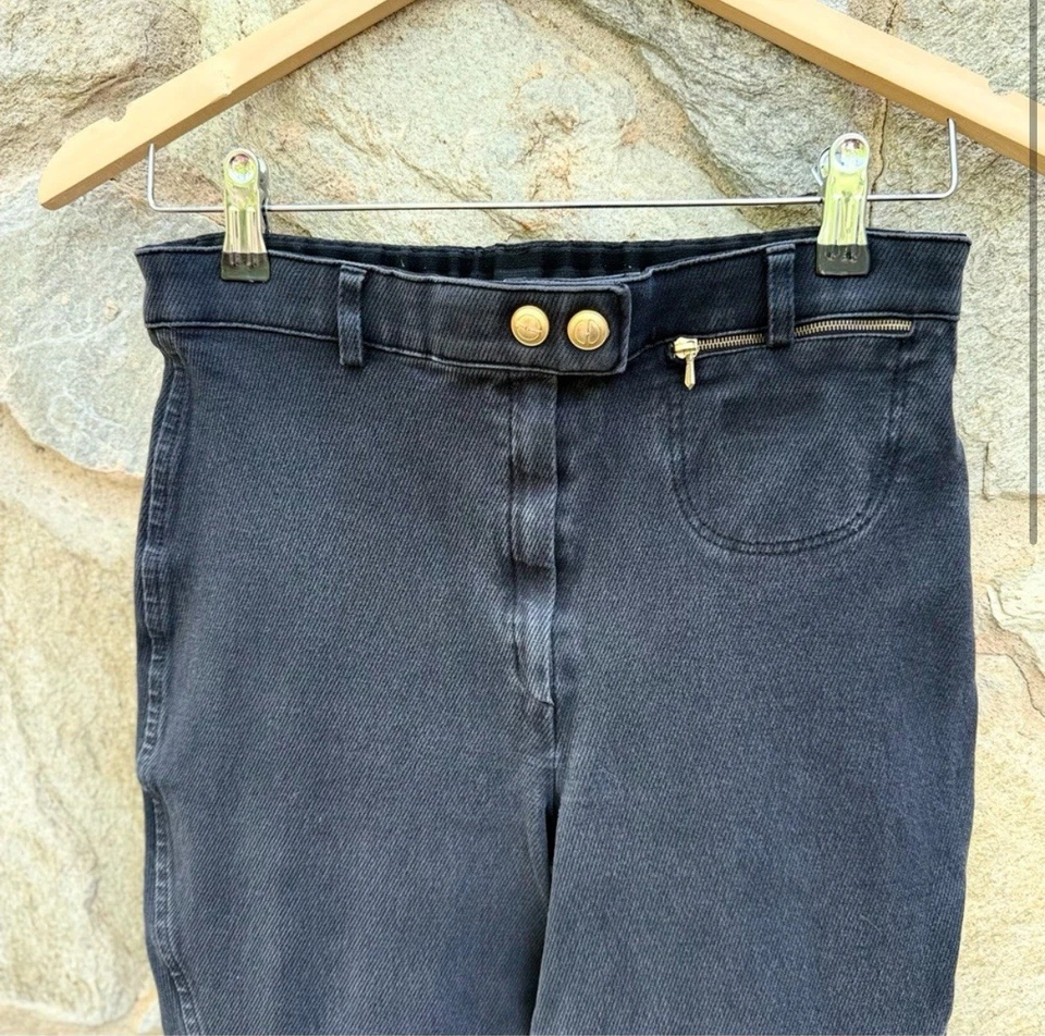 Gucci Vintage Años 90 Denim Recortado Tiro Alto Ecuestre Jodhpurs Pasarela IT 44 US 28 Foto 2 de 4