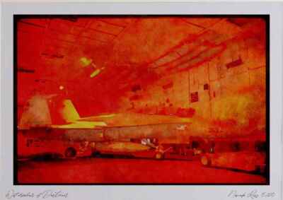 496034 FA 18 On Carrier Hangar Deck Watercolour Picture Ltd Ed A3