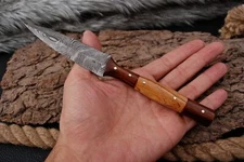 8" Handmade CRAFTED DAMASCUS STEEL DAGGER BOOT Knife Fix Blade + sheath