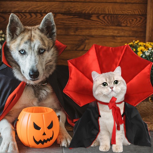 Halloween Costumes for Pets Vampire Cloaks Cats Witch Clothes Small