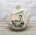 Vtg MCM Red Wing Bob White Quail Tea or Coffee Pot Teapot With Lid USA Pottery