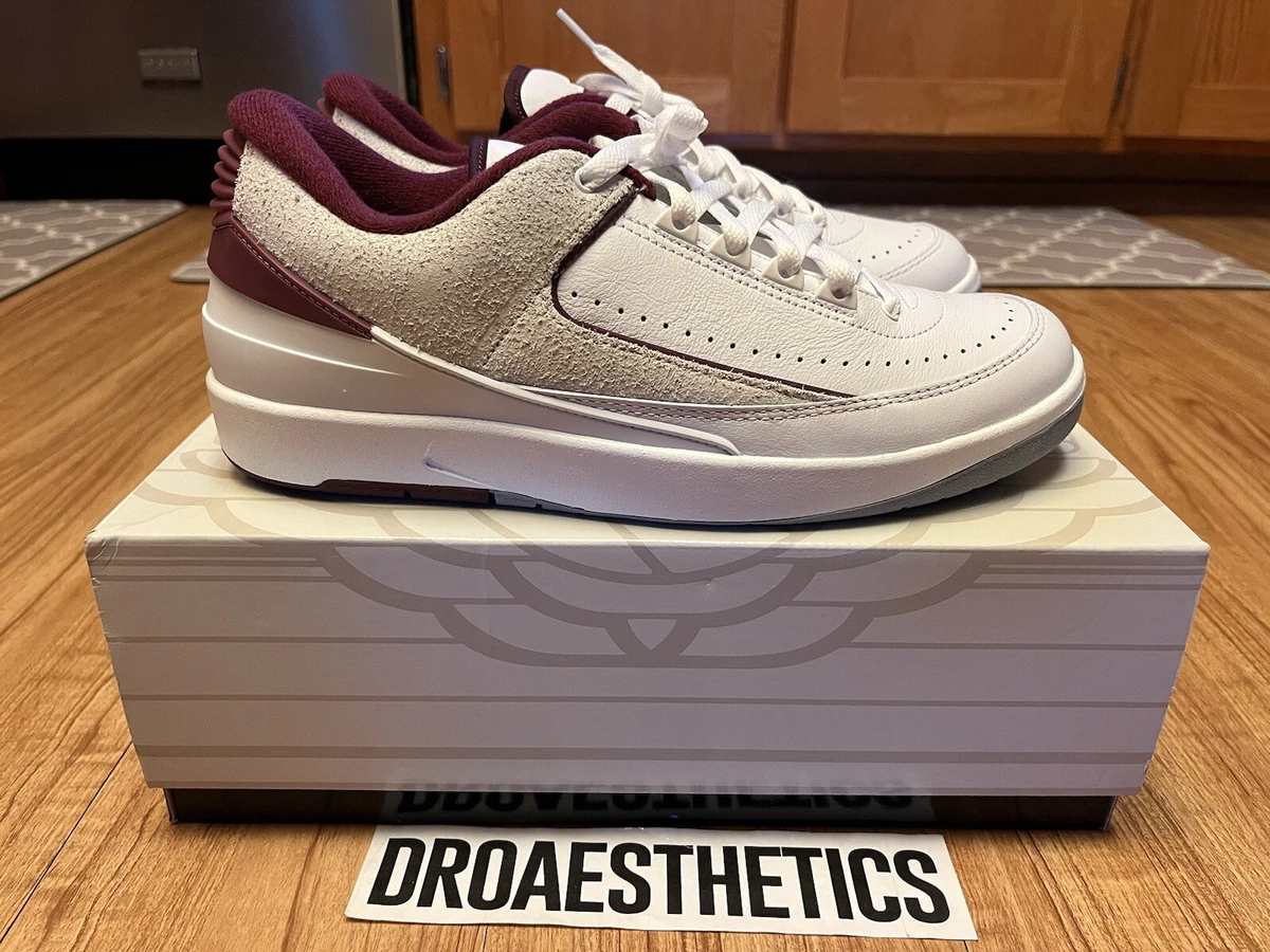 Jordan 2 Retro Low White Cherrywood Red Light Steel Grey Size 10