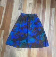 VINTAGE WOMENS MULTICOLOR CAMO SILKY SLIP RETRO SKIRT MADE IN USA SIZE 6