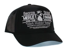 Merle Haggard Solid Black Vintage Truckers Style Hat One-Size Unisex Adult Count
