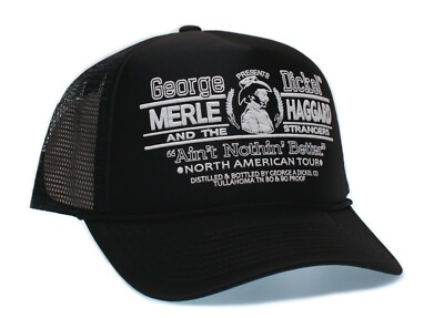Merle Haggard Solid Black Vintage Truckers Style Hat One-Size Adult Country Outl Merle Haggard the  main image 3