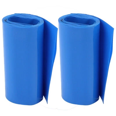 2St PVC Schrumpfschlauch f. 18650 Netzteile Verpackung 70mm Flache 1m lange Blau - Bild 1 von 2