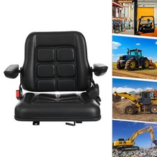 Adjustable Backrest Lawn Mower Tractor Seat Forklift Excavator Seat w/ Armrests