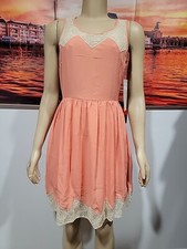 Doe & Rae Grapefruit Zigzag Lace Size S Polyester Women's Dress #C