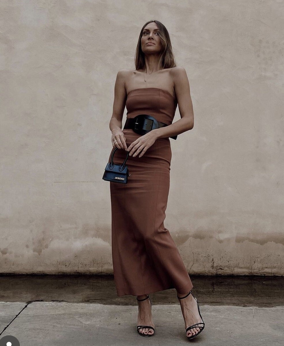 ZARA WOMAN NWT SS22 BROWN MIDI BUSTIER DRESS ALL SIZES REF