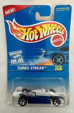 1995 Hot Wheels TURBO STREAK Collector 470White/Blue w/5 Spoke Wheels