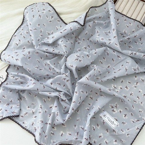 68*68cm Cotton Linen Square Neckerchief DIY Flower Printed Bandanas Hair Scarf ✨ - Picture 22 of 43